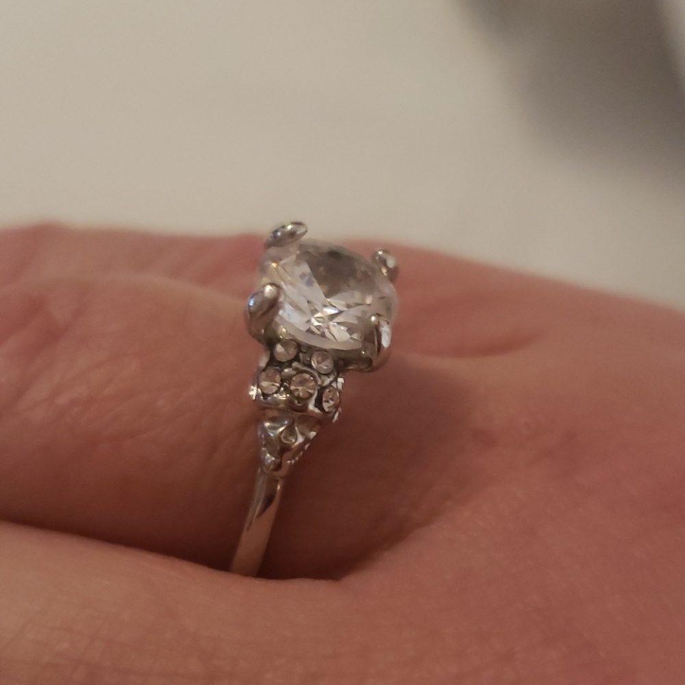 Skull ring diamond cz size 8 engagement ring